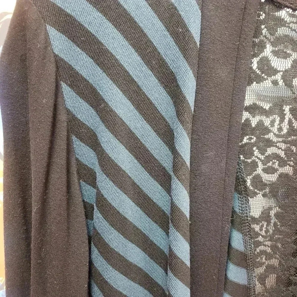 Dolcezza Open Front Lace Insert Cardigan - Picture 3 of 4